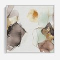 Obraz w ramie 50x50 - Nowoczesne Elegancje - akwarela, złote linie i plamy - rama biała