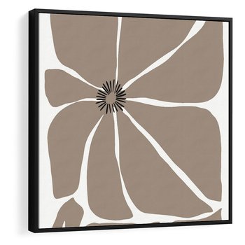 Obraz w ramie 50x50 - Złudne Zmysły - abstrakcyjny kwiat, beże i brązy - rama czarna
