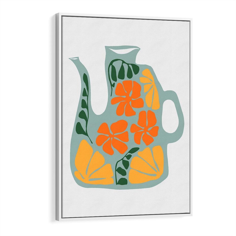 Obraz w ramie 50x70 - Kolorystyczna Ekspresja - czajnik, abstrakcja - rama biała