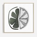Obraz w ramie 80x80 - Cytrynowe Echo - minimalistyczny plakat, cytryna - rama drewno