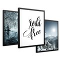 Zestaw obrazy w ramie 50x70 galeria - Góry, zima, napis, cytat - rama czarna