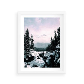 Plakat w ramie 30x40 - Zimowe Góry - zimowy krajobraz, góry - rama biała