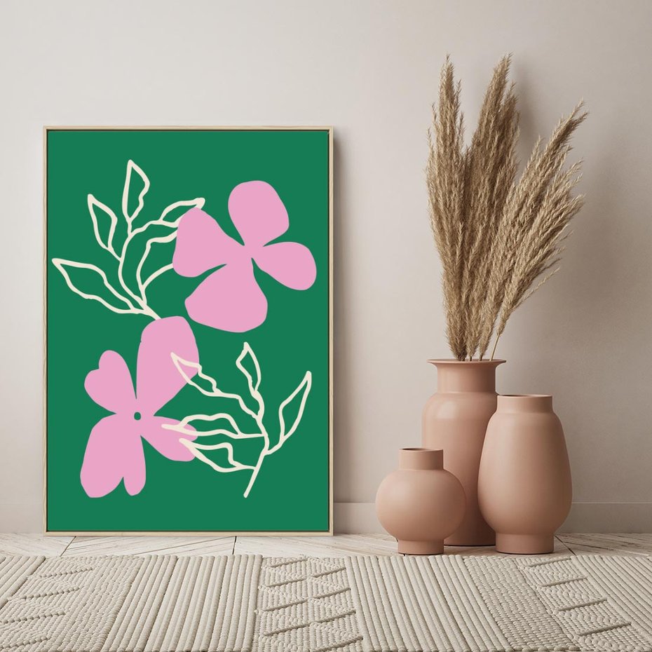 Obraz w ramie 80x120 - Wewnętrzne Fale - abstrakcyjny plakat, boho styl - rama drewno