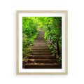 Plakat w ramie 40x50 - Lasowa ścieżka pełna tajemnic - ścieżka, schody - rama drewno