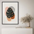 Plakat bez ramy 30x40 - Minimalizm w Liściach Monstery: Plamy i Kropki - minimalizm, monstera plamy