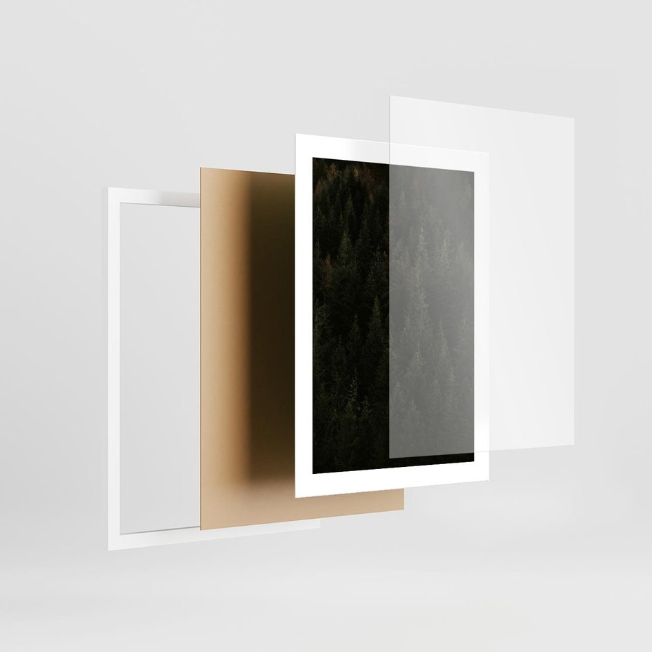 Plakat w ramie 30x40 - Ciemny las iglasty - las, iglasty - rama biała