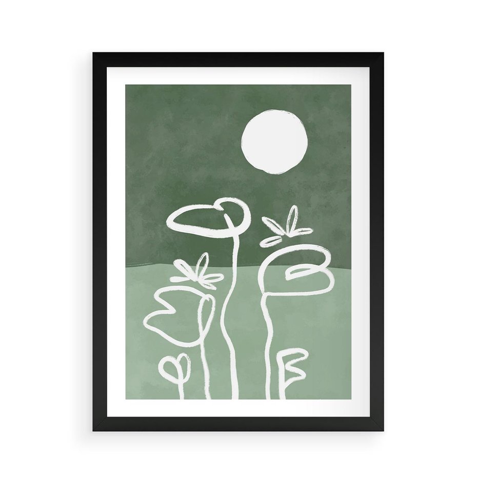 Plakat w ramie 50x70 - Wibracje Naturalnej Równowagi - zielony plakat, roślinne inspiracje - rama czarna