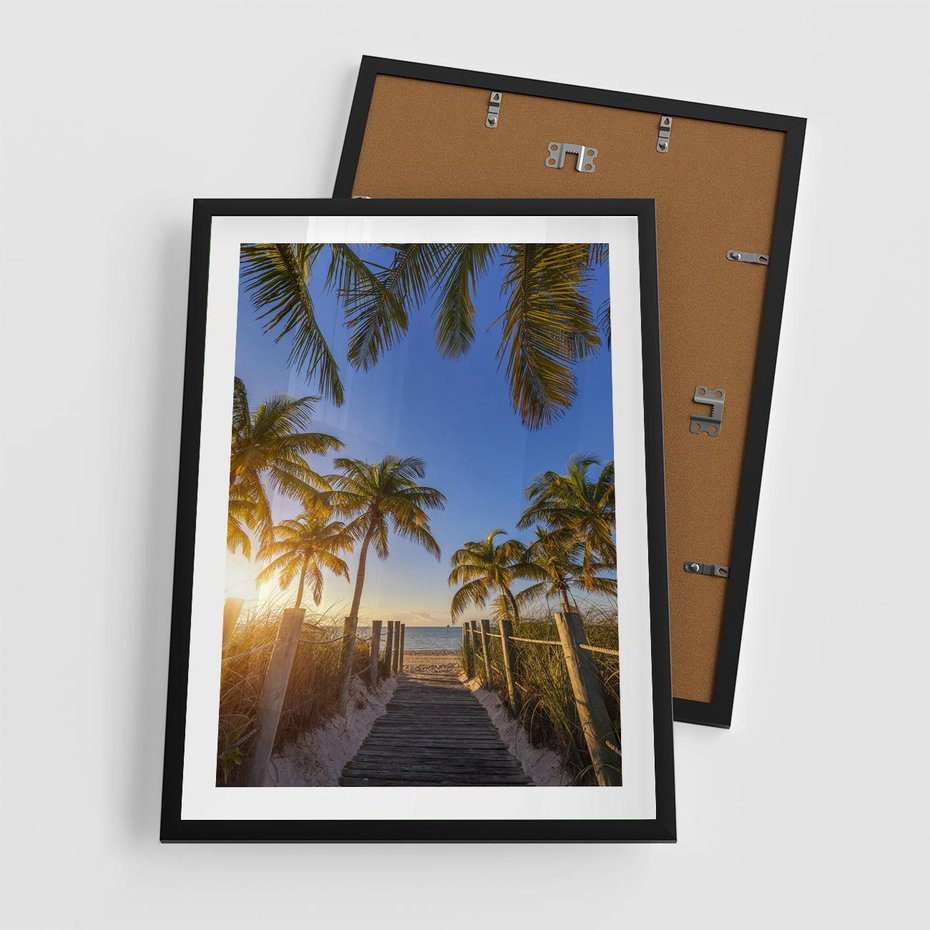 Plakat w ramie 50x70 - Rajskie palmy w tropikalnym raju - palmy, tropiki - rama czarna