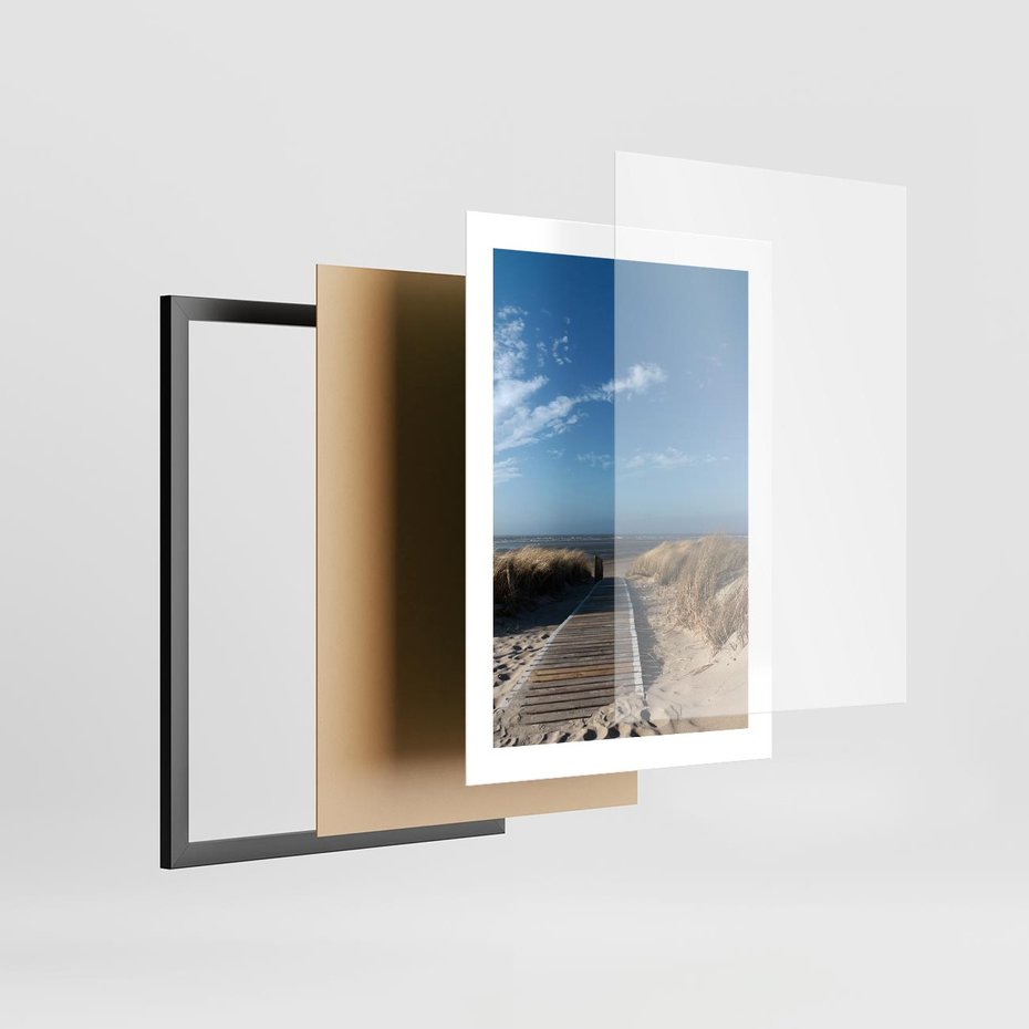 Plakat w ramie 30x40 - Boho na Plaży - plaża, pomost - rama czarna