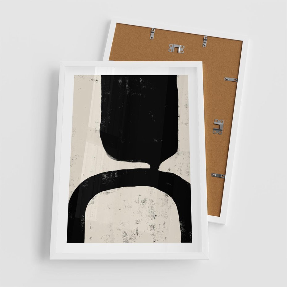 Plakat w ramie 50x70 - Przenikające Plamy - abstrakcyjna sztuka, minimalizm - rama biała