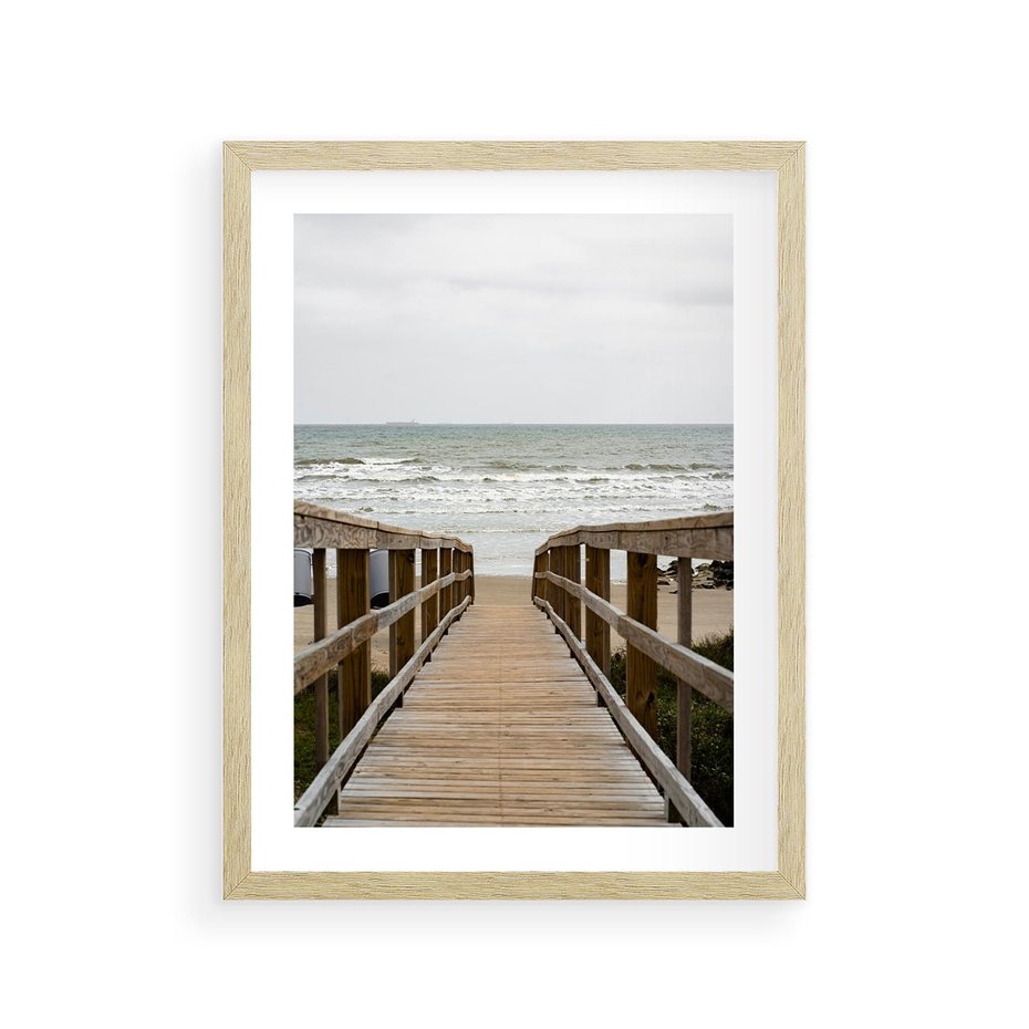 Plakat w ramie 30x40 - Morze i drewniany pomost - morze, pomost - rama drewno