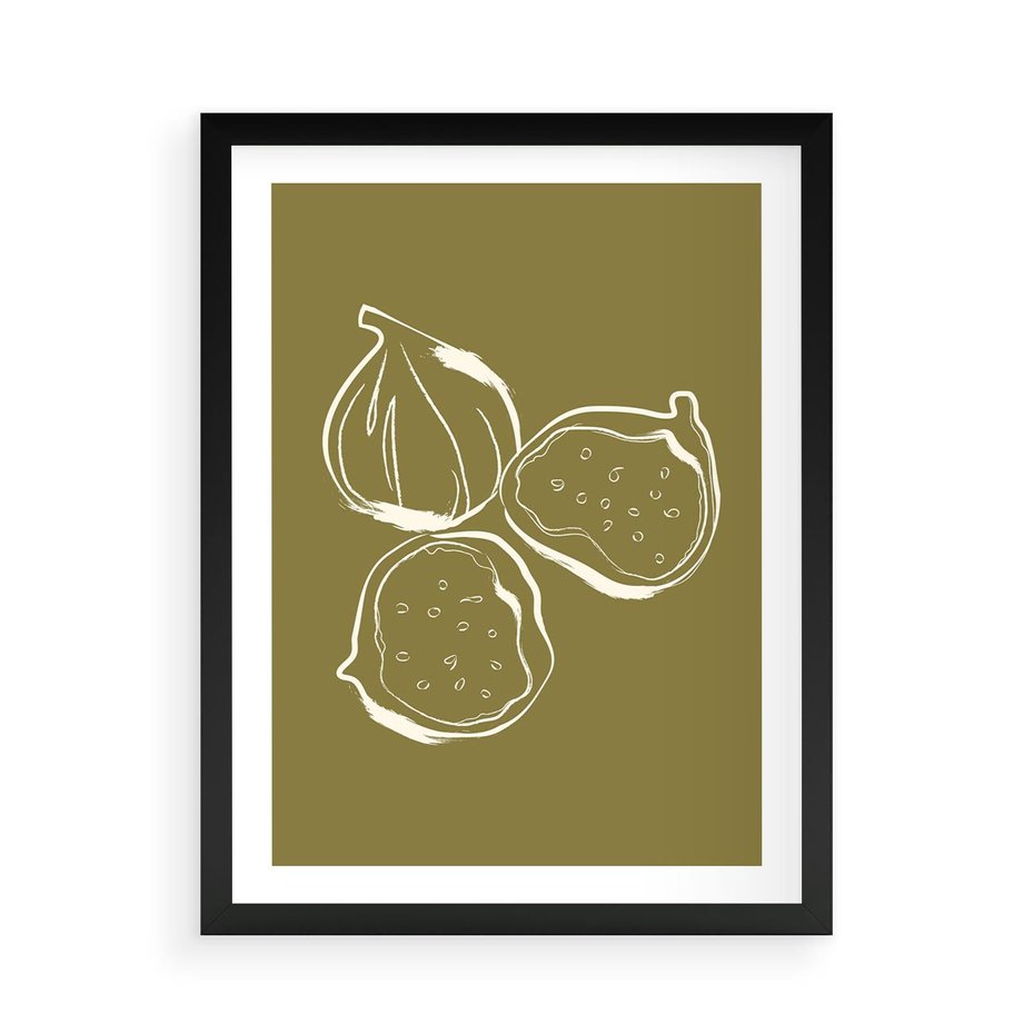 Plakat w ramie 50x70 - Podróżne Barwy - figi, minimalistyczny styl - rama czarna