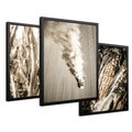 Zestaw obrazy w ramie 40x50 galeria - Sepia, kukurydza, pole - rama czarna