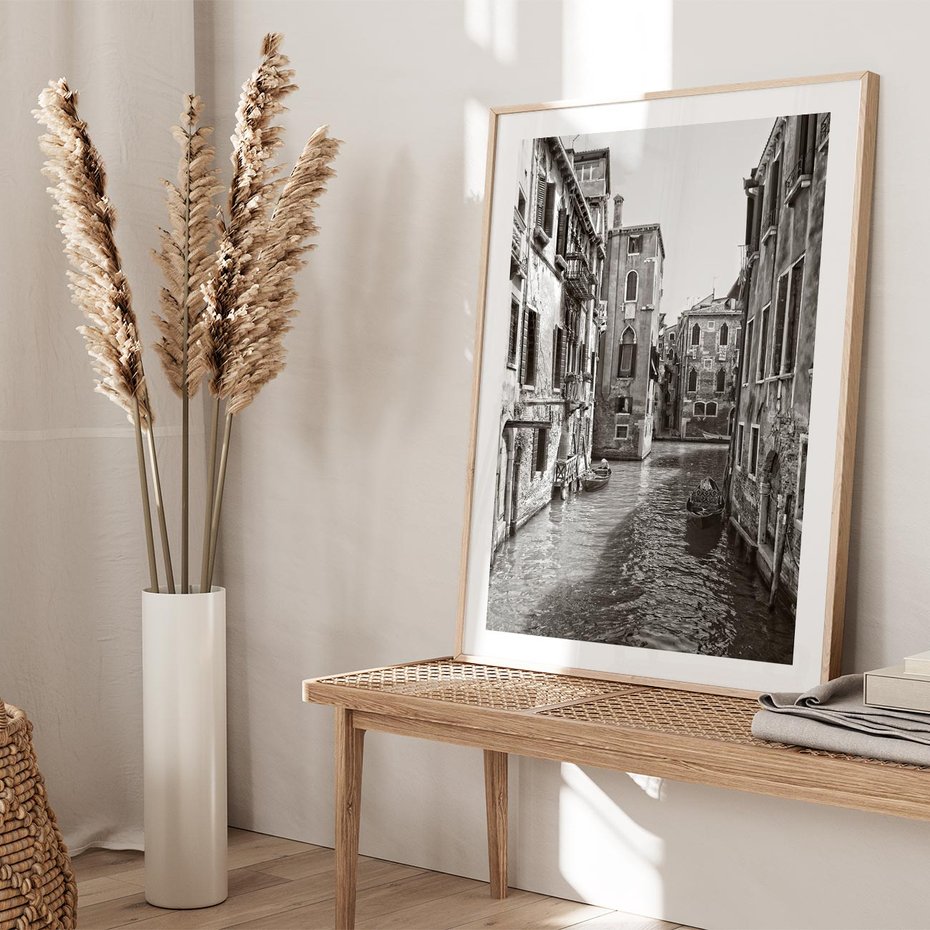 Plakat w ramie 30x40 - Zabłądzić w Wenecji - wenecja, kanały - rama drewno