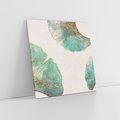 Obraz na płótnie 70x70 - Złota Melodia Liści - złote, turkusowe liście miłorzębu