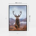 Obraz w ramie 50x70 - Jeleń w Uśpionym Krajobrazie - jeleń na tle gór, ośnieżone góry - rama czarna