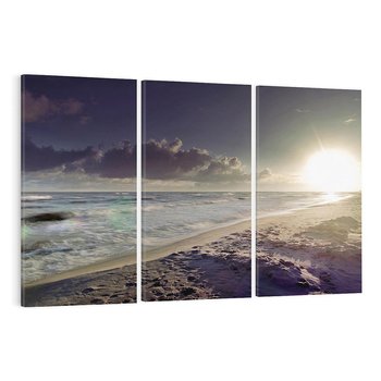 Obraz na płótnie 120x80 - Plaża Morza i Zachód Słońca - plaża, morze