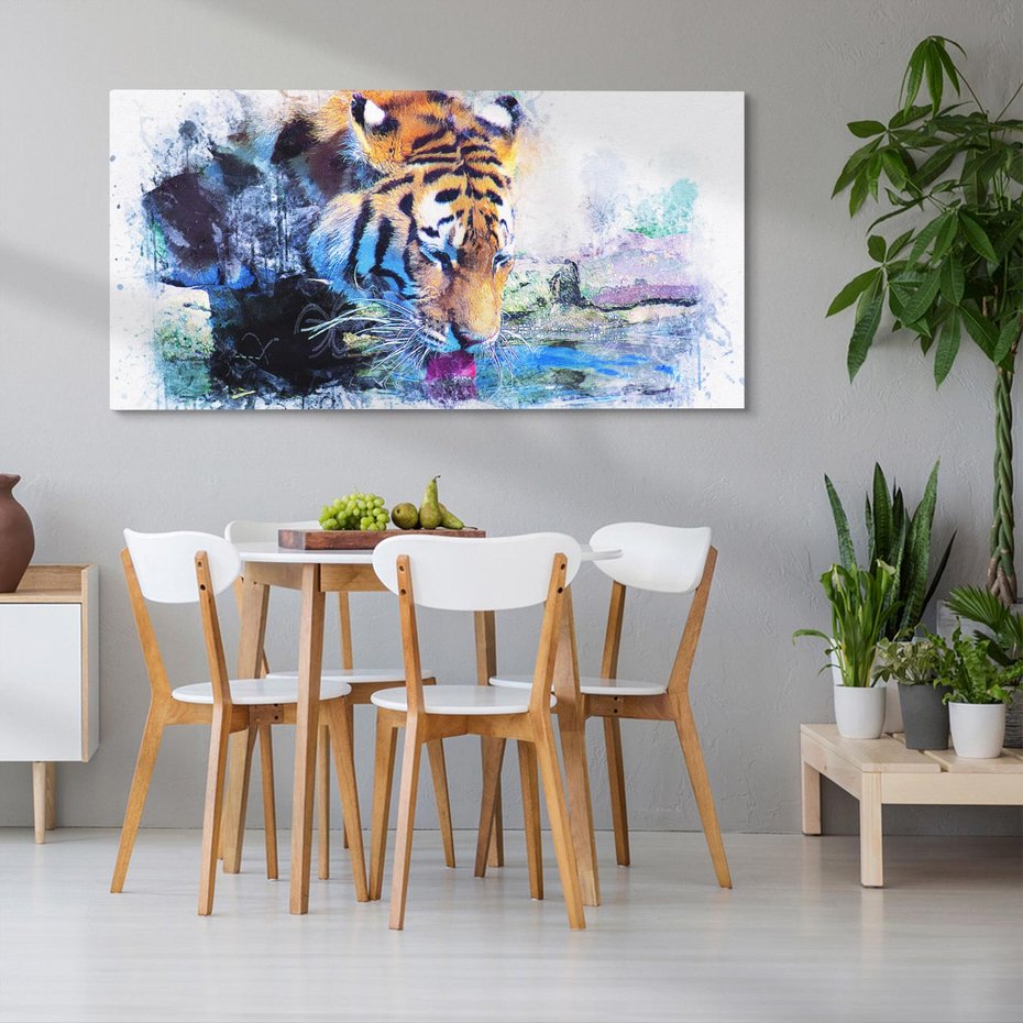 Obraz na płótnie 140x70 - Tygrys w abstrakcyjnym tańcu - tygrys, sztuka