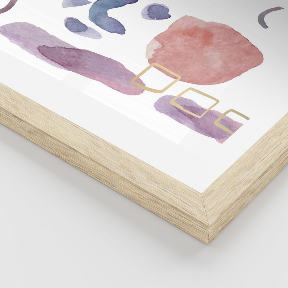 Plakat w ramie 30x40 - Boho Widokowe Impresje - abstrakcyjny palakt, akwarelowe plamy - rama drewno