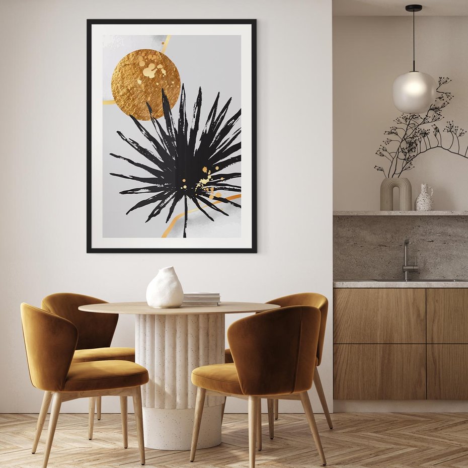 Plakat bez ramy 30x40 - Sztuka Palmy - palma, czarna grafika