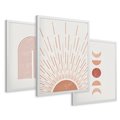Zestaw obrazy w ramie 40x50 galeria - Boho, słońce, graficzne - rama biała