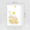 Plakat w ramie 30x40 - Cytrynowa Siatka - cytryny, materiałowa siatka - rama biała