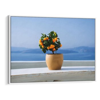 Obraz w ramie 100x70 - Uroki Santorini - Santorini, Grecja - rama biała