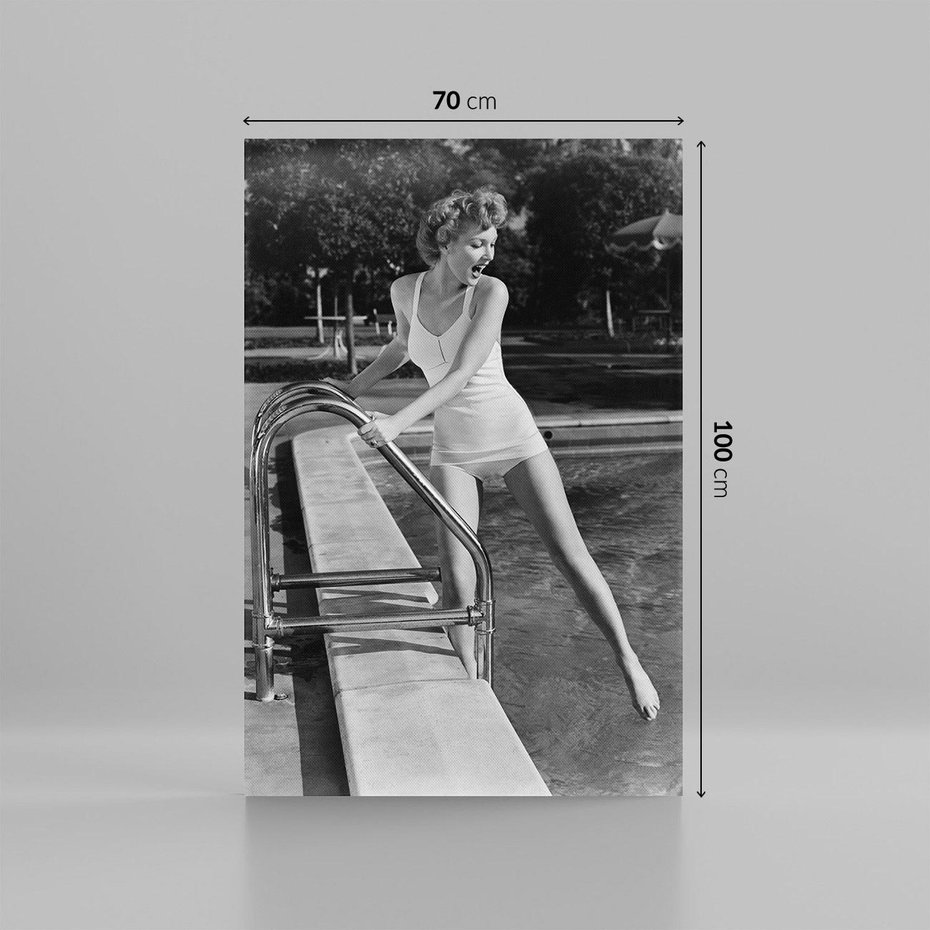 Obraz na płótnie 70x100 - Retro Basen - retro zdjęcie, czarno białe