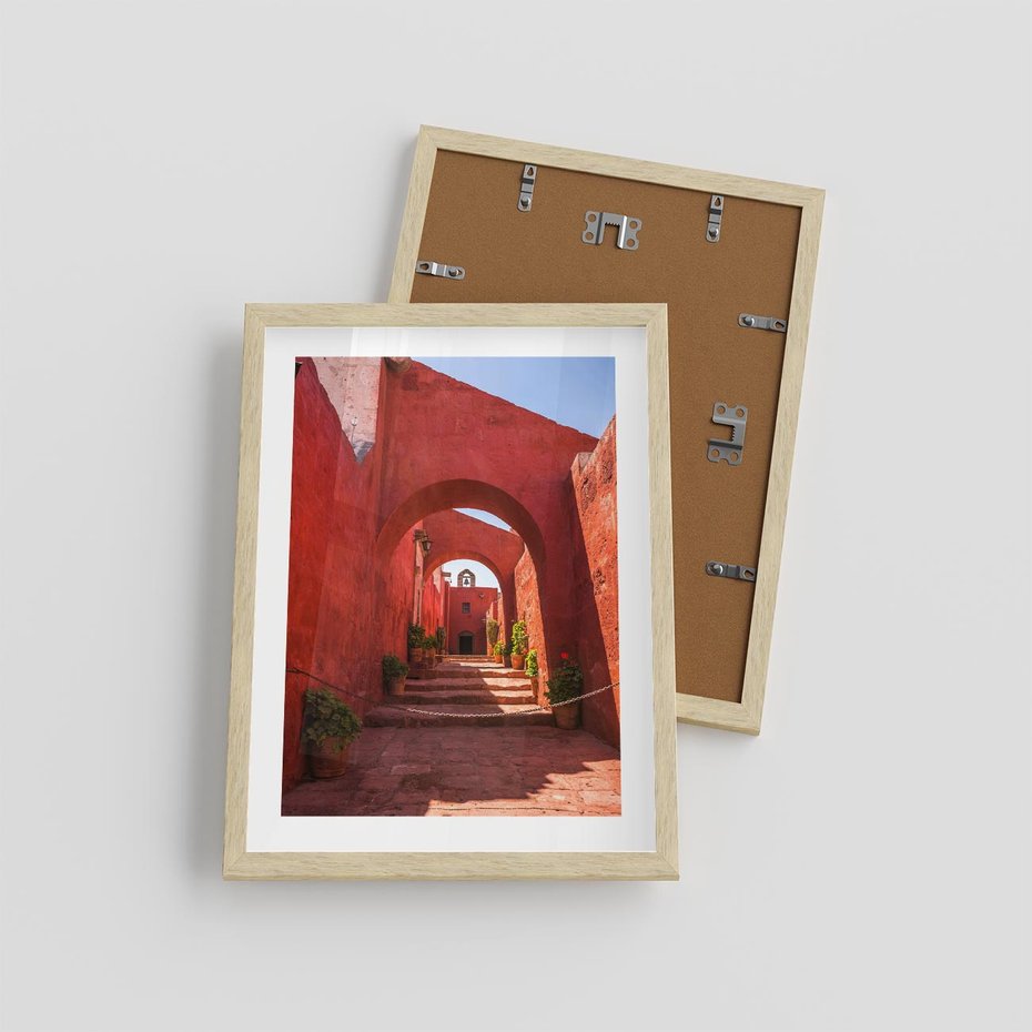 Plakat w ramie 30x40 - Perspektywa Uliczki - uliczka, perspektywa - rama drewno