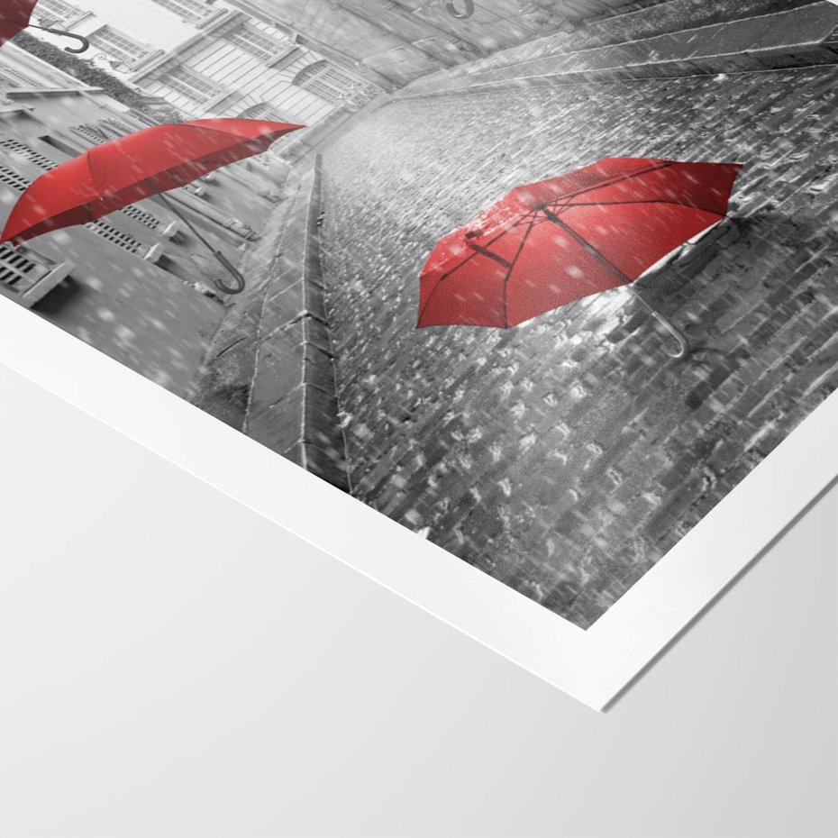 Plakat bez ramy 21x30 - Parasole w malowniczej uliczce - parasole, uliczka