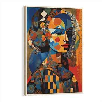 Obraz w ramie 80x120 - Impresje Cichego Szeptu - abstrakcyjny obraz, portret kobiety - rama drewno