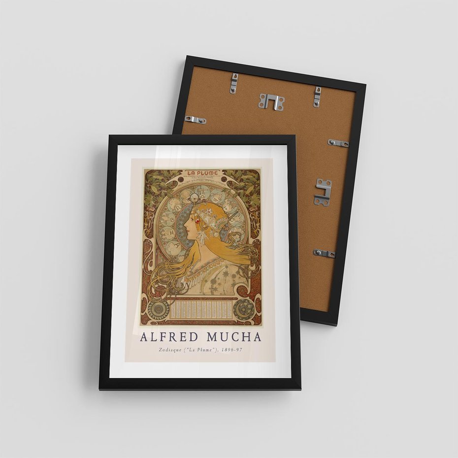 Plakat w ramie 30x40 - Mucha: Reprodukcja i Typografia na Plakacie - reprodukcja, alfons mucha - rama czarna