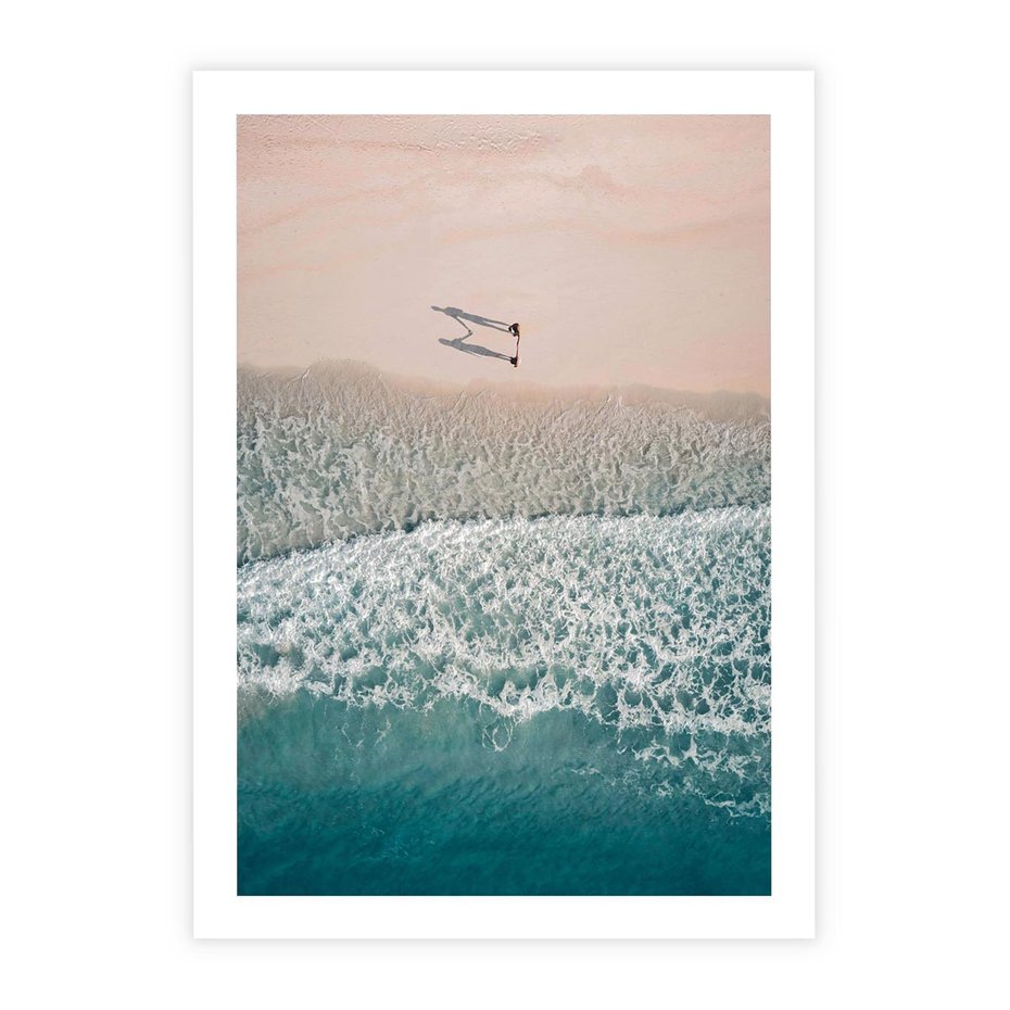 Plakat bez ramy 21x30 - Turkusowe Uroki - niebieskie turkusowe morze, plaża