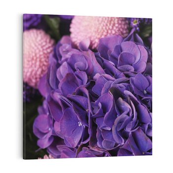 Obraz na płótnie 70x70 - Fioletowa hortensja - kwiaty, hortensja