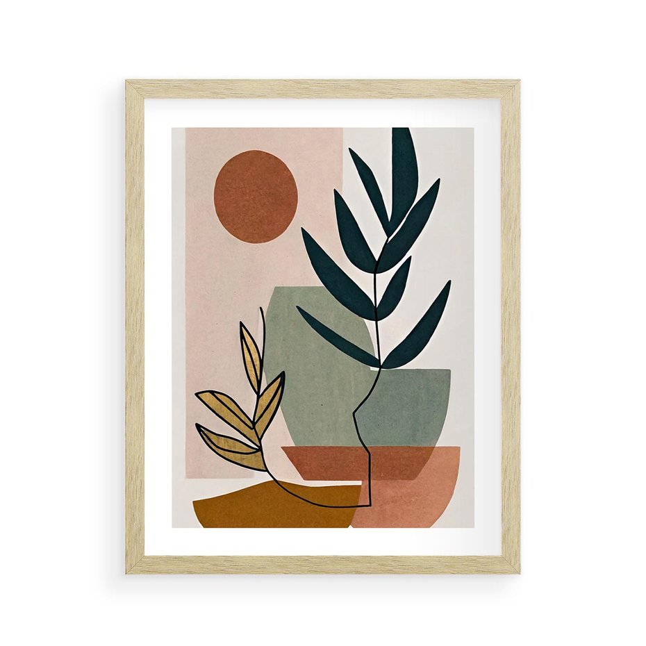 Plakat w ramie 40x50 - Rozkwitająca Boho Wyobraźnia - boho obraz, abstrakcja - rama drewno