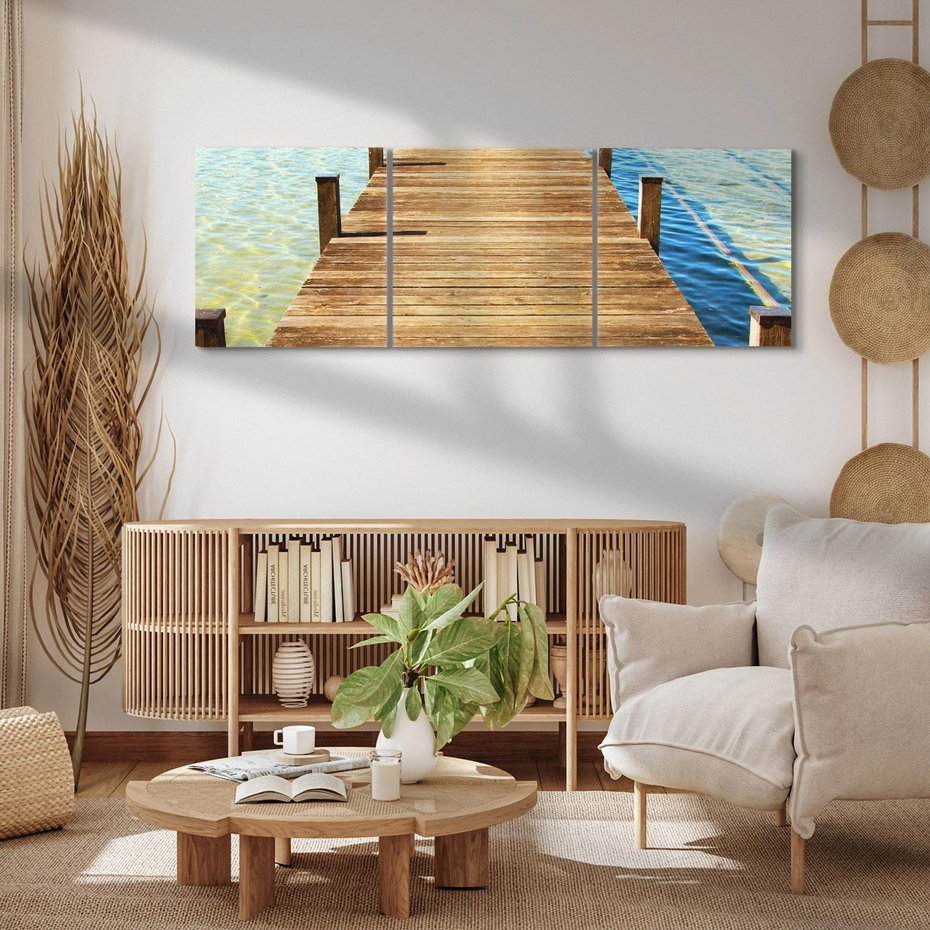 Obraz na płótnie 120x40 - Pomost nad morską przestrzenią - pomost, morze