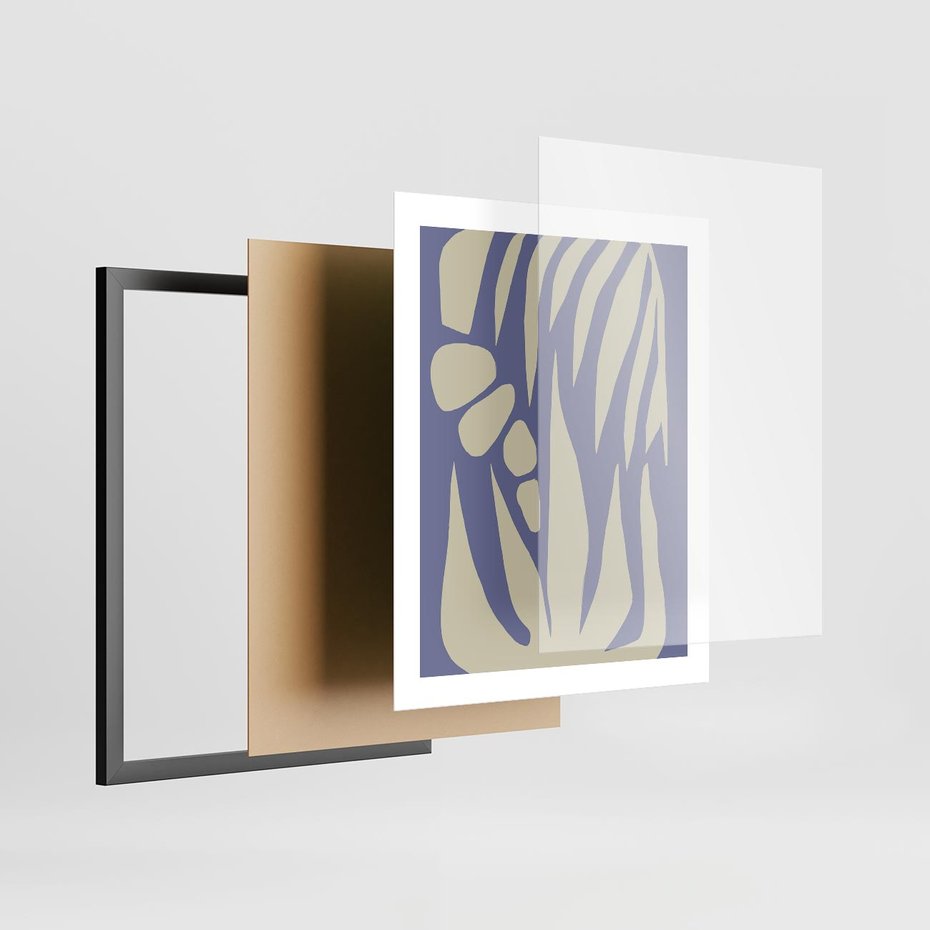 Plakat w ramie 40x50 - Kształty Niewidzialnych Granic - abstrakcyjna sztuka, skandynawski styl - rama czarna