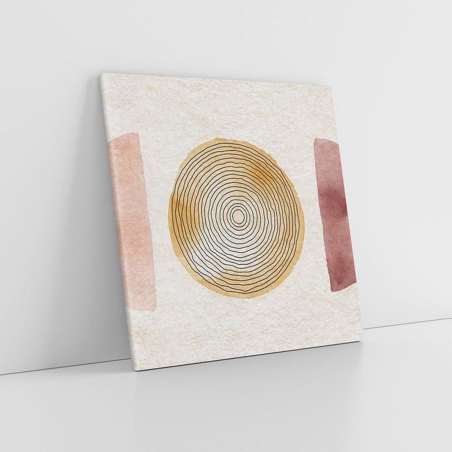 Obraz na płótnie 30x30 - Zapisane w promieniach słońca - beżowe strukturalne tło, koła