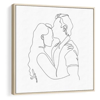 Obraz w ramie 50x50 - Wewnętrzne Emocje - para zakochanych, kobieta i mężczyzna - rama drewno