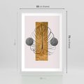 Plakat w ramie 50x70 - Minimalistyczna Monstera: Złoty Prostokąt - liść  monstery, minimalizm - rama biała