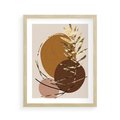 Plakat w ramie 40x50 - Taniec Przenikających Odbić - abstrakcyjny obraz, złote liście palmy - rama drewno
