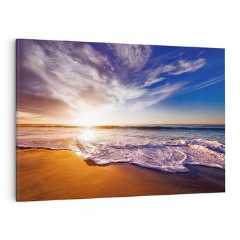 Obraz na płótnie 100x70 - Zachód słońca na plaży: Magia nad morzem - morze, plaża