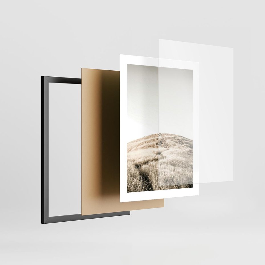 Plakat w ramie 30x40 - Wzgórze w Odcieniach Sepii - wzgórze, trawy - rama czarna