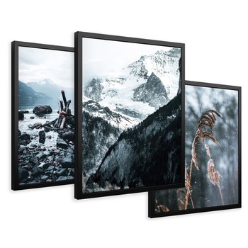 Zestaw obrazy w ramie 40x50 galeria - Zima, góry, suche, trawy, boho - rama czarna
