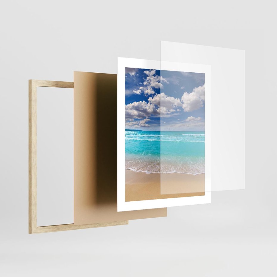 Plakat w ramie 40x50 - Idylliczna plaża nad morzem - plaża, morze - rama drewno