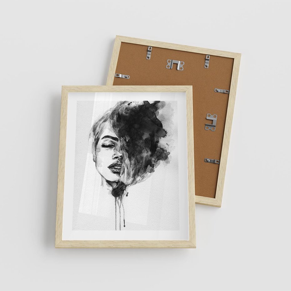 Plakat w ramie 40x50 - Kobieta w akwareli - kobieta, akwarela - rama drewno