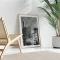 Plakat w ramie 30x40 - Pustynny Klimat - czarno białe zdjecie, pustynia - rama drewno