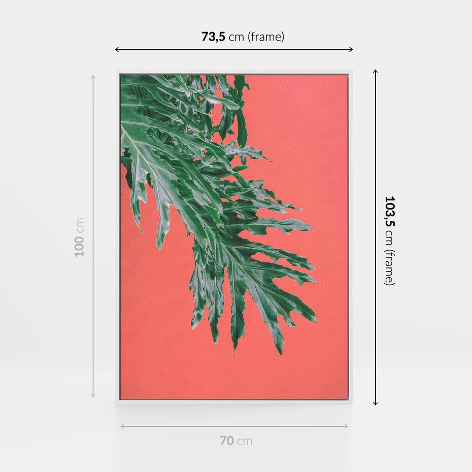 Obraz w ramie 70x100 - Energetyczna Eksplozja Natury - liście, kolor - rama biała