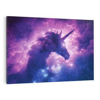 Obraz na płótnie 70x50 - Mityczna podróż - kosmos, jednorożec