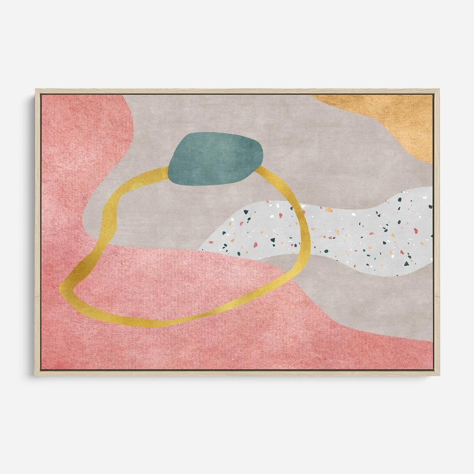 Obraz w ramie 70x50 - Ekspresja w ruchu pędzla - abstrakcja, połączenie kształtów - rama drewno